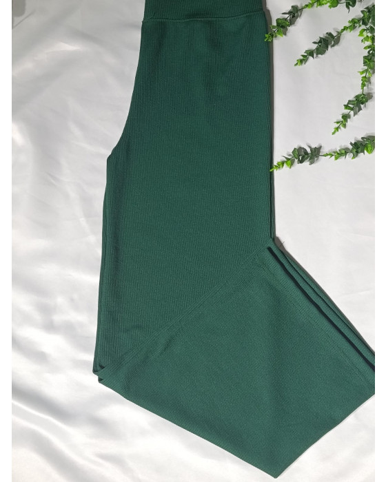 Fitilli Çizgili Ispanyol Paça Yüksek Bel Dayanıklı Tayt Pantalon